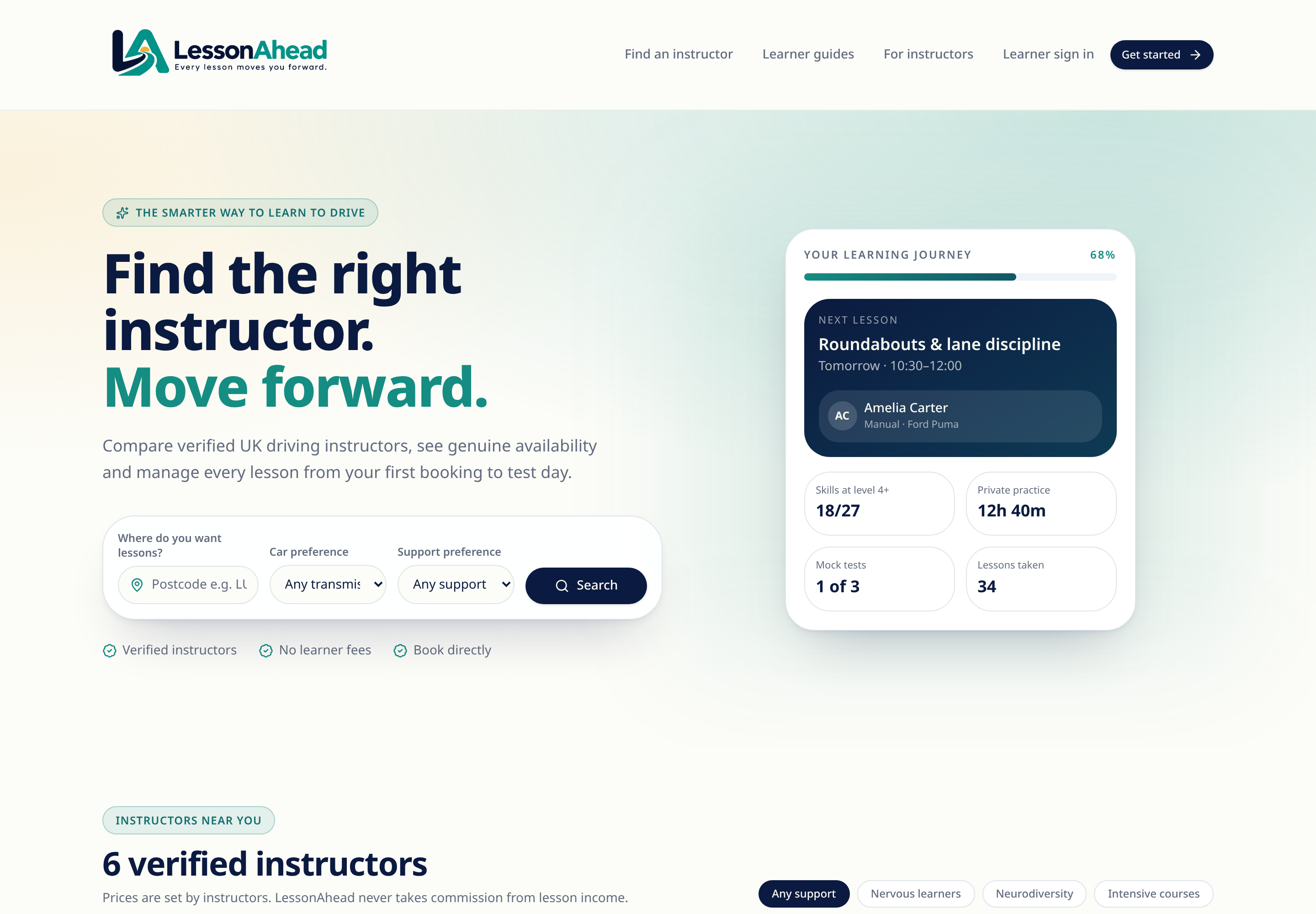 LessonAhead instructor marketplace on desktop